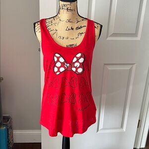 Disney Red Minnie Bow Graphic Racerback Tank large Mickey